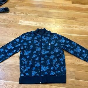Men’s Jacket – Medium Size, Dark Blue Light with Blue Floral Print
